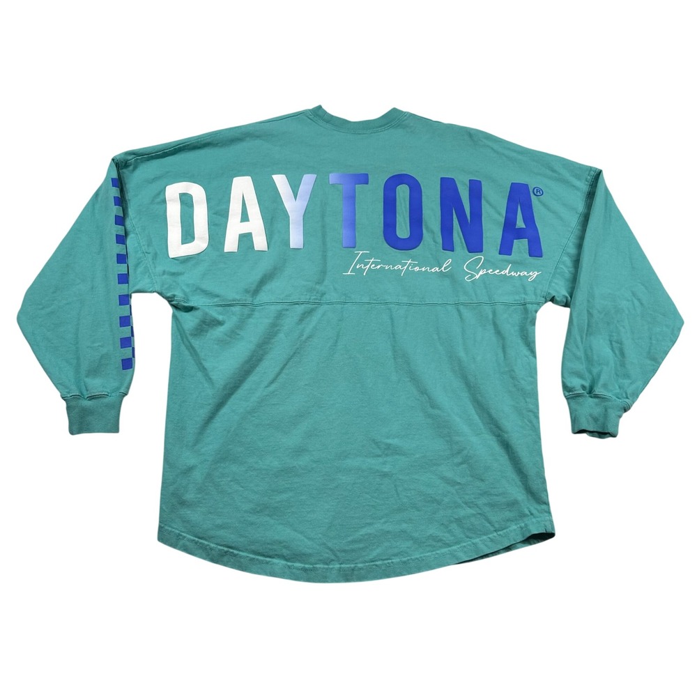 Spirit Jersey Daytona Shirt Mens Medium International Speedway Teal Long Sleeve